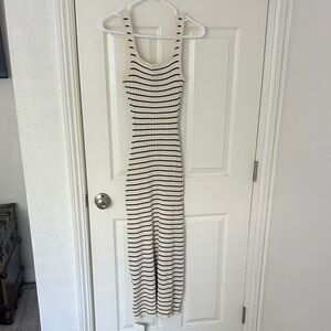 Commense Black and Cream Striped Maxi Dress